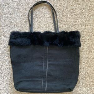 Suede & Faux Fur Tote Bag